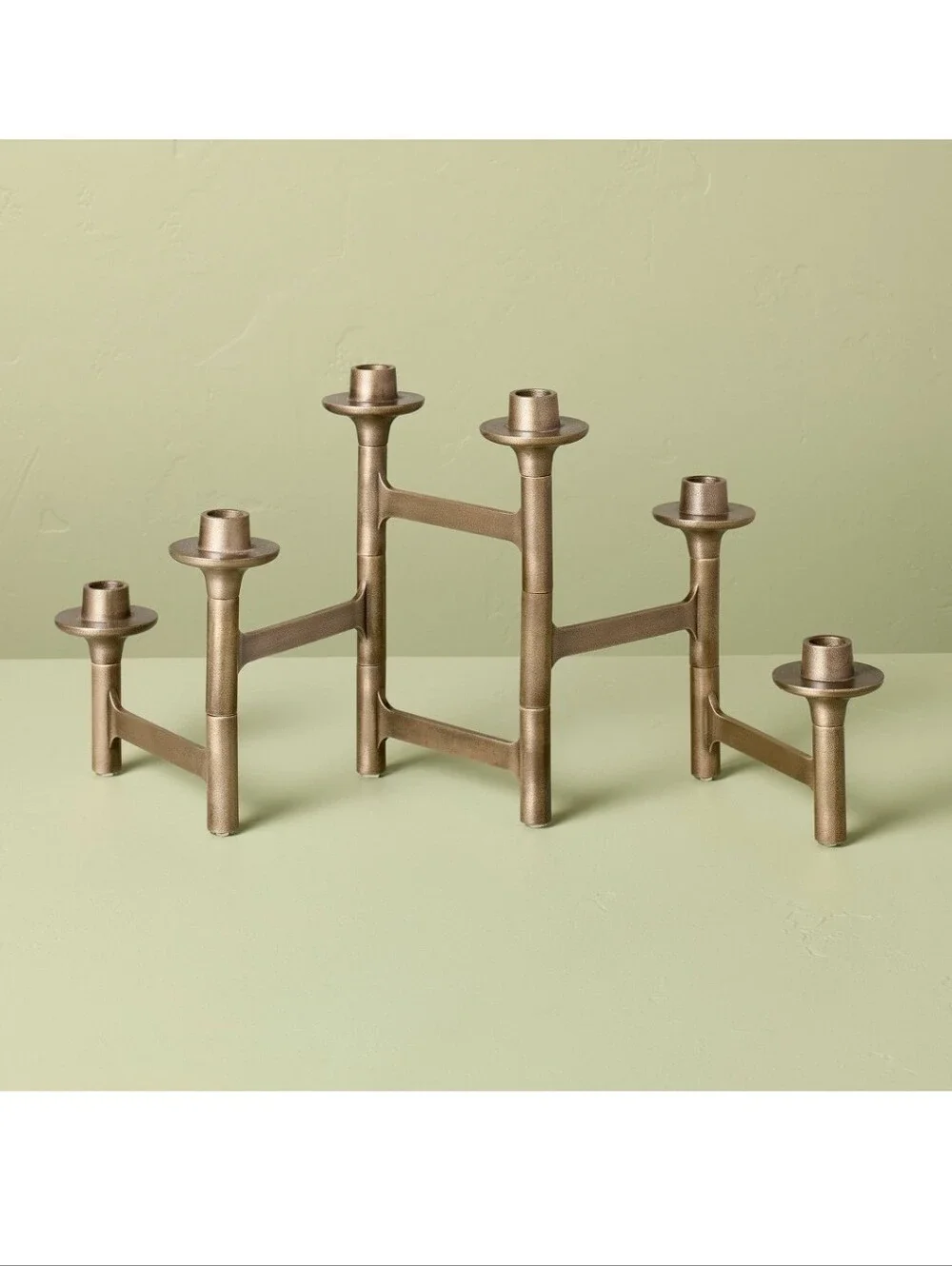 New! Antique Brass Finish Modern 6 Ct  Adjs Candleholder Hearth & Hand Magnolia